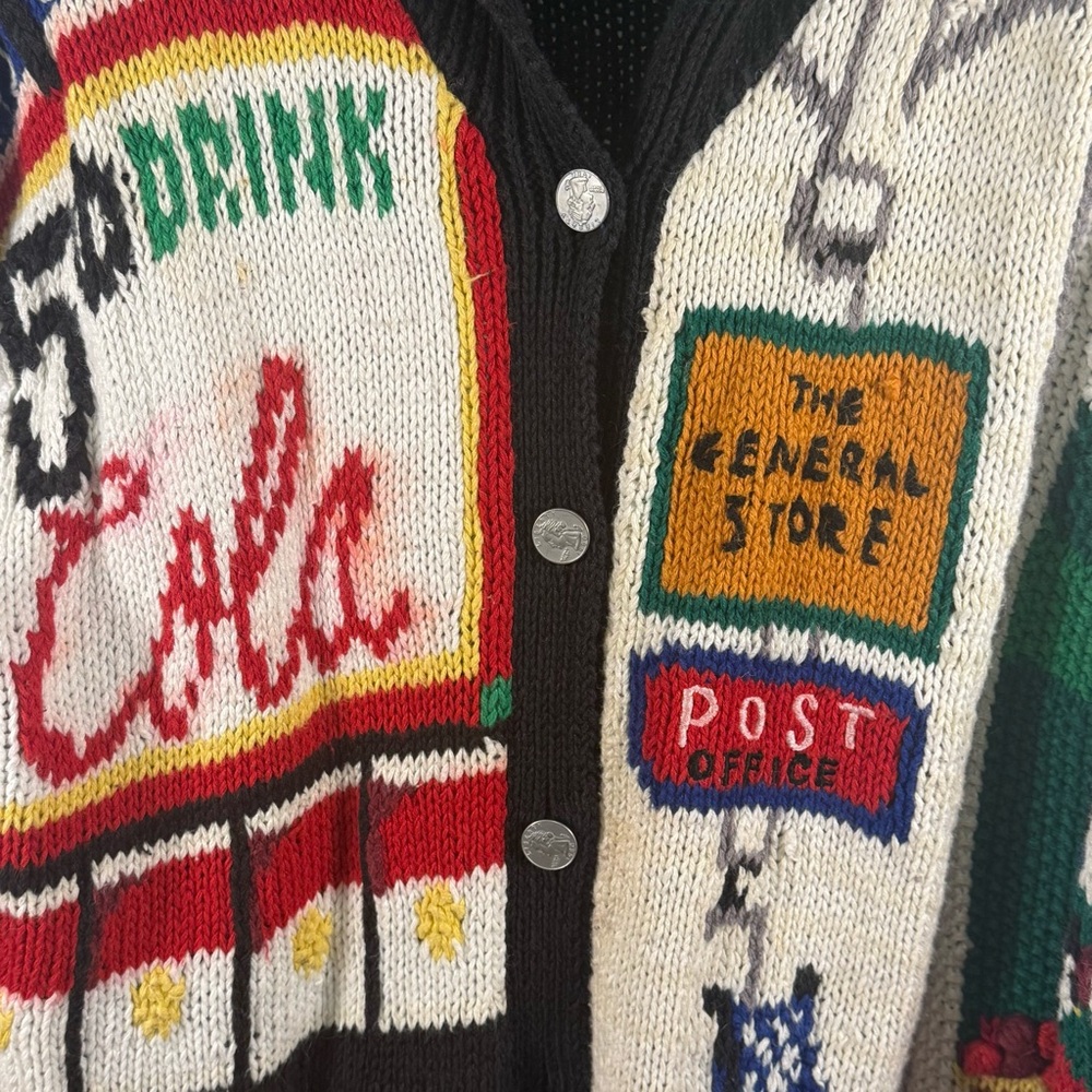 VTG 1990 The Eagle’s Eye General Store Groceries Cola Women’s Cardigan Size L - Picture 4 of 12